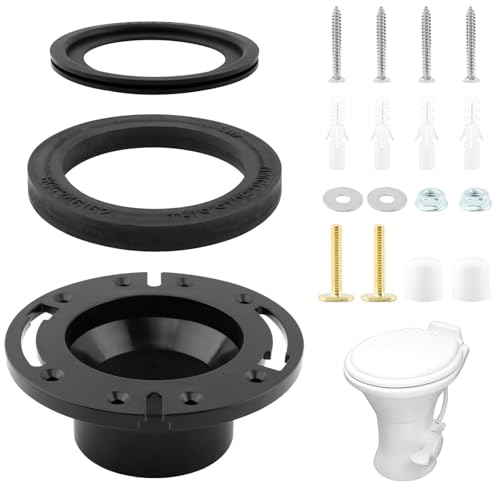 Image of MAYIT RV Toilet Seal and 3 inch Socket Flange Kit Replacement Fit for RV 300 /310 /320 RV Toilets Replacement Parts 385345892 Flange, 385311658 Flush Ball Seal, 385311652 Base Seal
