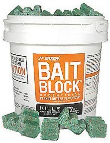 JT Eaton 166004 709-PN Bait Block Rodenticide Anticoagulant Bait, Peanut Butter Flavor, for Mice and Rats (9 lb Pail of 144) (1 Pail)