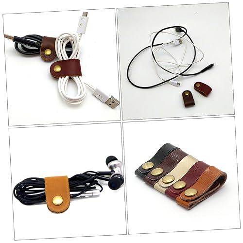 Angoily 20 piezas Clips para manejo de cables Organizadores de cable de cuero Bajo mesa Porta cables para mesa de noche miniatura 6