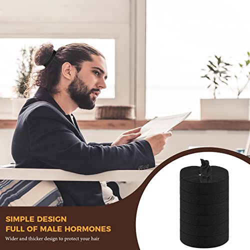 30 Pcs Knotted Mens Hair Ties Knotted Hair Ties For Men Elastic Flat Man Bun Hair Tie No Crease Mens Hair Ties For Long Curly Long Hair (Black) #TOP5