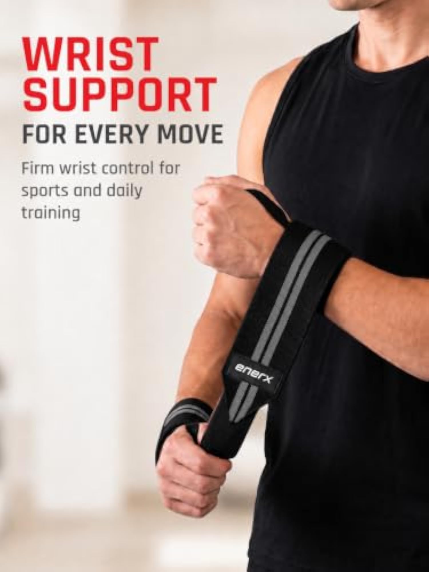 Wrist Band for Gym Workout with Thumb Loop, Heavy Duty Support