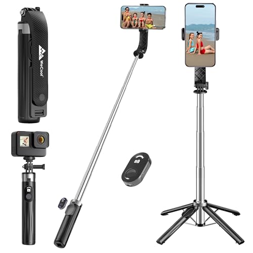 Image of WeCool Quadripod Selfie Stick for Mobile -Extendable Upto 102Cm with 360 Rotational Mobile Holder,Rechargeble Bluetooth Remote, Compatible with GoPro,Phones and Cameras via 1 /4 inch Screw