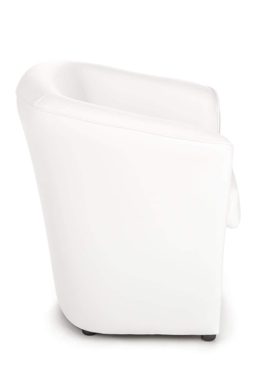 Poltrona Imbottita Valentina a pozzetto in Ecopelle per Ufficio Sala d'attesa Alta qualità Made in Italy (Bianco)