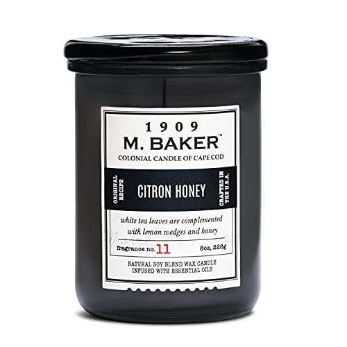 M. Baker By Colonial Candle Scented Apothecary Glass Jar Candle, Citron Honey, Natural Soy Wax Blend, 8 Oz, Premium Cotton Wick, Single (Coriander Seed, Sage Leaf, Lemon Wedge ) #TOP9