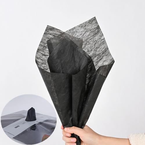 40 Sheets Wrapping Flower Paper Korean Non-Woven Floral Wrapping Paper Florist Supplies Waterproof Flower Bouquet Wrapping Paper Floral Supplies for Fresh Flowers 23x18 Inch (Black)