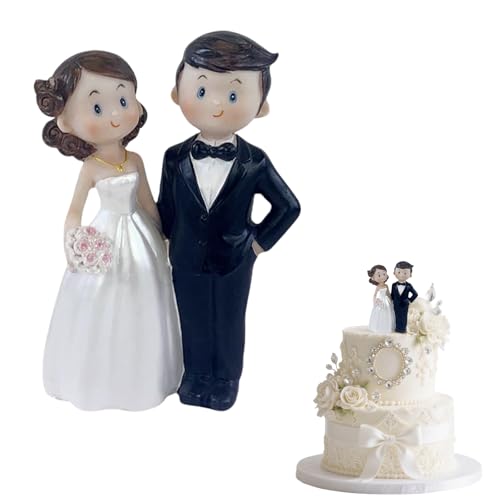CZXCV Tortenfigur Hochzeit Brautpaar Figuren Tortenaufsatz Hochzeitsfiguren Brautpaar Cake Topper fuer Hochzeitstorte 12 cm x 6.5 cm Tortendeko