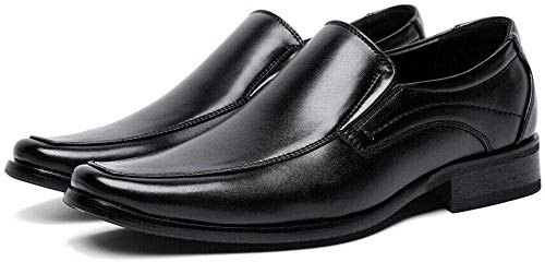 ECOSWAY Herren Freizeit Lederschuhe, Oxford Schuh Quadratische Zehe Komplettes Kleid Schuhe, Hochzeit Formell Klassisch Kleid Schuhe, Büro Arbeitsschuhe - Schwarz, 43 Cover