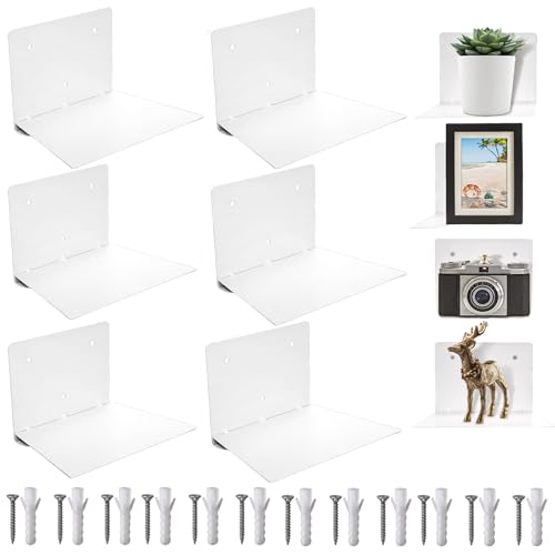 Hiceeden Paquete de 4 estanterías flotantes para pared, estante flotante invisible oculto, soporte de metal resistente para libros, para dormitorio, sala de estar, color blanco
