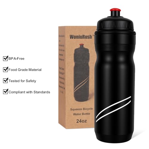 Botella de agua para bicicleta WoniuRush 24oz, libre de BPA, botella exprimible para ciclismo, carretera y montaña, tapa con boquilla a rosca antipérdida, gris miniatura 5
