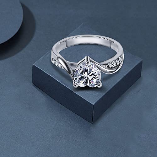 Lotiitel 18K Gold Rings Heart Cz Crystal Engagement Rings For Women Wedding Promise Rings For Her Valentine's Day Jewelry Christmas Gift (Geometry-White Gold, 10) #TOP4