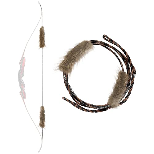 Tachyon Archery Flemish Bowstring Pre-Attached 1 Pair Beaver Fur Bow String Silencer 16 Strands D97 Bow Strings For Recurve Bow And Long Bow (Beaverfur, Amo60) #TOP26