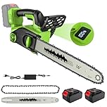 Tronconneuse Batterie 16 Pouces, Tronconneuse Electrique avec 2 x 4.0 Ah Batterie, Moteur sans Balais de 2200 W, Écran LCD et Lubrification Automatique de La Pompe à Huile, pour Coupe Bois