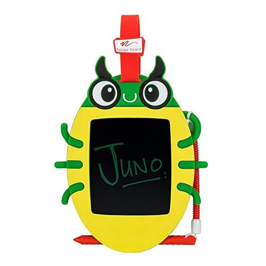 Boogie Board Kids Sketch Pals Portable Bug Authentic Doodle Board, 4-inch Reusable Drawing Pad with Attached Stylus, Perfect for Travel & Road Trips for Kids Ages 4+, Juno The Beetle
