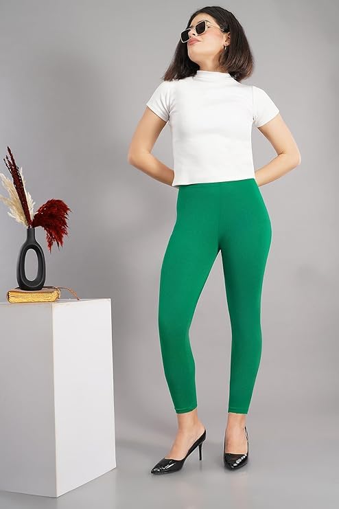 Image of Women Cotton Solid Belt Ankle Length Legging Four Way Lycra Leggings