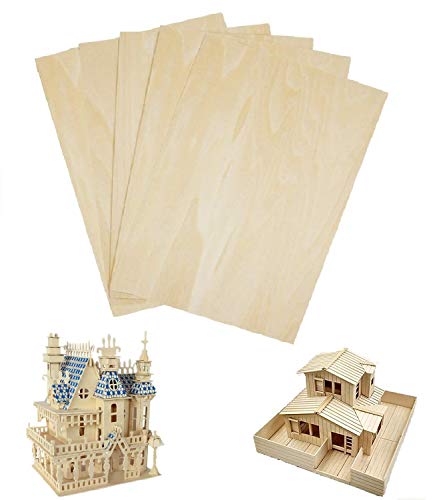 Basswood Sheets Unfinished Plywood for Crafts - 5 PCS 1/16 x 8 x 12Inch Thin Wood Sheet for Craft DIY