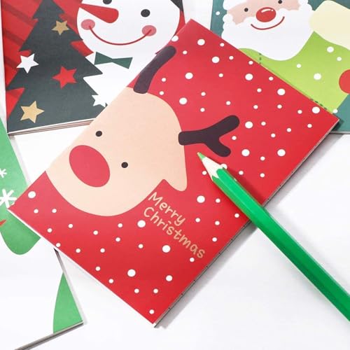 Sunshine smile 24 stück Mini Notizblock Weihnachten,Mini Tagebuch Weihnachten Notizblock Kinder,Kinder Tragbare Tasche Notebooks Weihnachtsmann, Schneemann für Mädchen Jungen