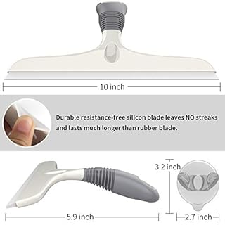 MR.SIGA Multi-Purpose Silicon Squeegee for Window, Glass, Shower Door, Car Windshield, Heavy Duty Window Scrubber, Includes Suction Hook, 10 inch, White & Gray, 2 Pack