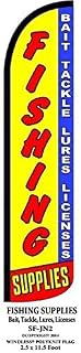 OnPoint Wares Fishing Supplies Feather Flag | 11.5ft x 2.5ft Outdoor Advertising Banner | Weatherproof Polyester Fishing Bait Tackle Lures Business Flag Sign (Hardware Not Included)
