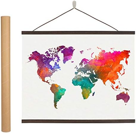 EARTHABITATS Magnetic Poster Hanger Frame - 24 inches Wooden Magnetic Poster Frame Hanger for Scratch Off Maps, Prints, Pictures, Photos, Canvas Artwork