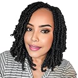 Niseyo Pre twisted Bob Spring Twist Hair 10 Inch 7 Packs Short Pre-looped Crochet Braid (1B/Natural Black)