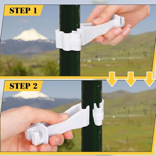Image of Outus 50 Pcs Reversed Extender Electric Fence T Post Insulators Snap Fit T Post Insulators for Electric Fence Wire Yard Agricultural Ranchers Farm (White)