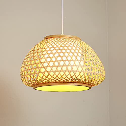 Lampe à tissée en V suspension bambou rotin E27 pour cuisine - 4