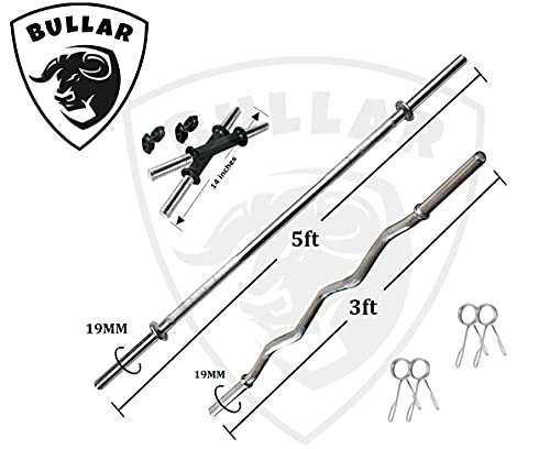 Image of BULLAR Home Gym Combo, 20kg to 40kg 3ft Curl Rod 5ft Straight Rod, Pair Dumbbell Rods, Weight Plates, Gym Equipment Set (20 Kg)