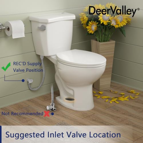 Image of DeerValley Two-Piece Toilet ADA American Standard Toilet 12 inch Rough in 1.28 GPF Power Flush Two-Piece Elongated Toilets for Bathrooms Comfort Height High White (Toilet Seat Included)