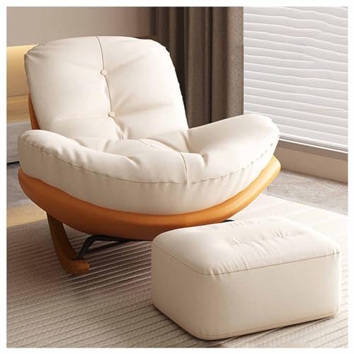Mecedora moderna para guardería con reposapiés, cómoda silla reclinable tapizada para espacios pequeños, sala de estar, sofá, mecedora (rosa)