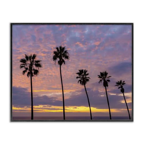 Purple Cloudy Sunset Palm, 16 x 20 Inch Framed Giclée Print