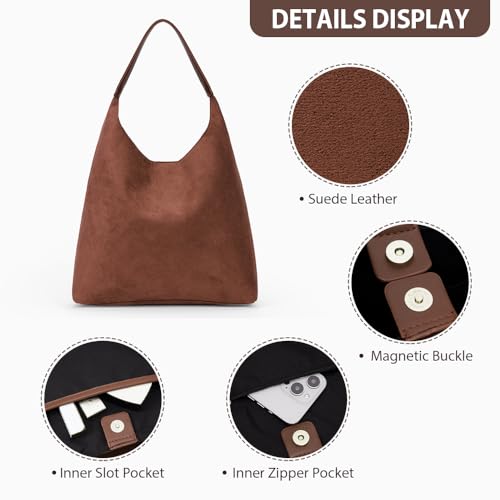 Image of YFGBCX Tote Bags for Women Work Bags Suede Slouchy Bag Hobo Handbag Office Tote Handbag