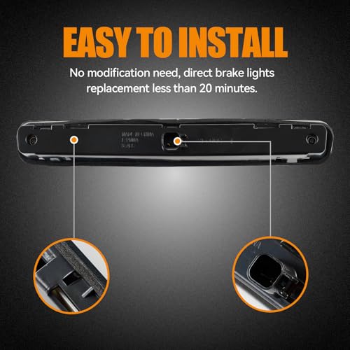 Image of Third 3rd Brake Light LED for 2005-2009 Ford Mustang, High Mount Rear Brake Lights Assembly for 05-09 Ford Mustang, Waterproof Center Cab Lamp Stop Light (Black)