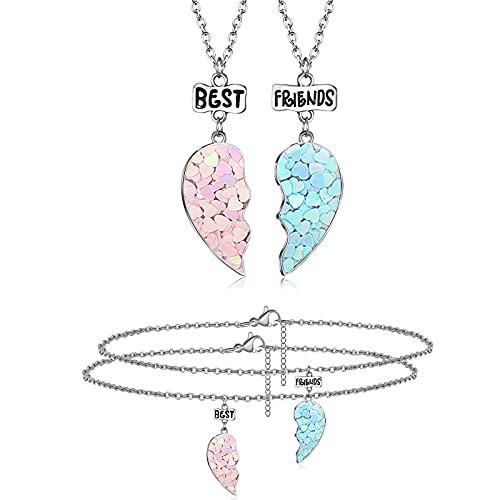 MJartoria BFF Necklace for 2 - Split Heart Mermaid Tail Pendant Best Friends Forever Friendship Necklace Gifts for Girls Best Friend Necklace, Metal, not known