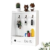 ZDFDC Cuelga Llaves De Pared De Madera,Cuelga Llaves De Madera Con 3 Ganchos Y Cajones 27×21cm Blanco