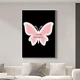 POWRZZZY Entrada de escultura de arte de pared 3D en forma de mariposa,pintura de arte de pared con decoración de piedra arenisca,mural colgante de pintura decorativa(Pink,50x70cm)