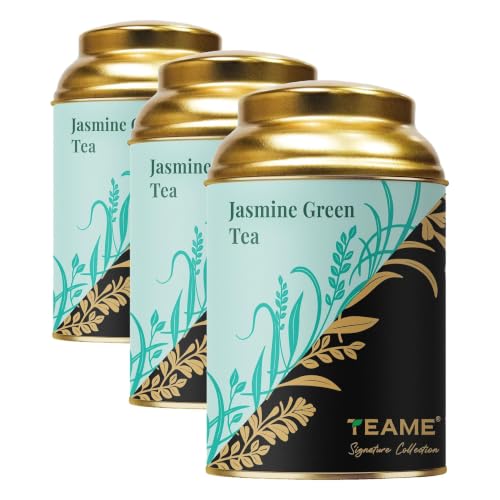 Image of TE-A-ME Jasmine Green Tea Loose Leaf Tin - 50gm | Herbal Jasmine Green Tea (Pack of 3)