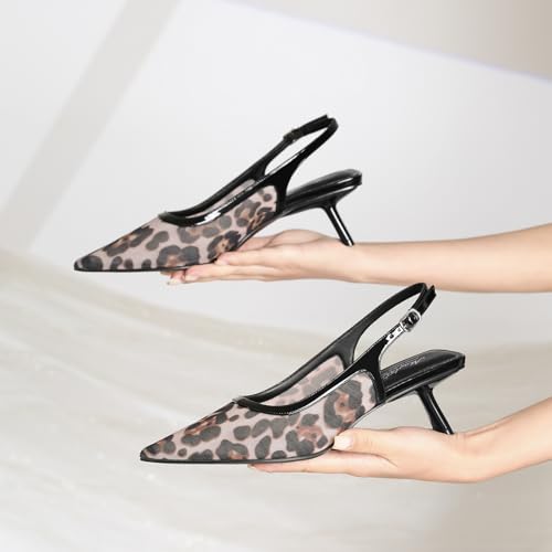 Image of Mostrin Kitten Heels for Women Pointed Toe Pumps Patent Leather Low Heel Slingback Heels with Buckle Dress Shoes for Dating Party Working