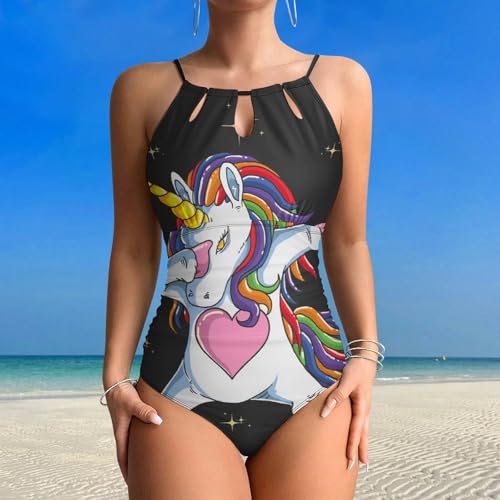 Monokini beachwear licorne imprimé au style unique - 2