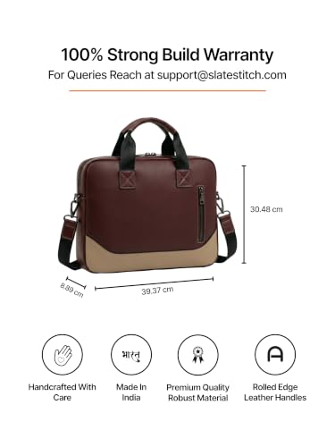 Image of Vegan Leather Laptop Messenger Bag for Men & Women | 15.6 Inch Office Shoulder Bag with Padded Laptop Compartment Multi-Pocket Work Satchel Adjustable Strap Business Bag | Alls