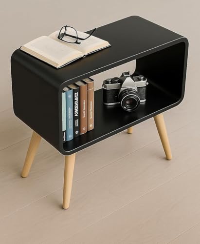Image of ETIQUETTE ART Wooden Nightstand, End Table, Bed Side Table for Small Spaces Magazine Stand with Storage Engineered Wood Bookcase Wooden Bedside Table, Coffee Table, Living Room /Bedroom (New Black)