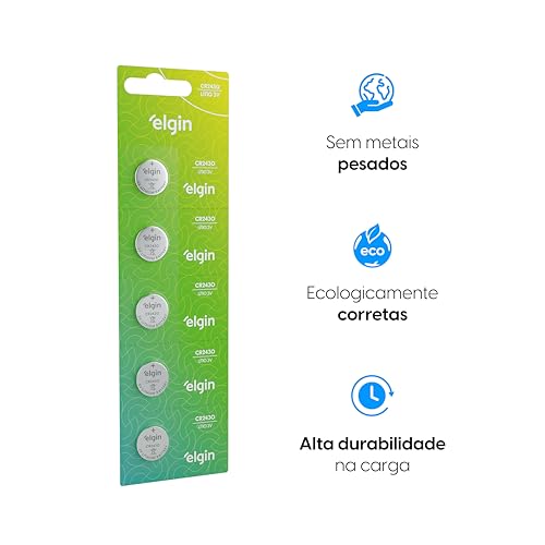 Bateria de Lítio CR2430 Elgin com 5 unidades 3V Pilha