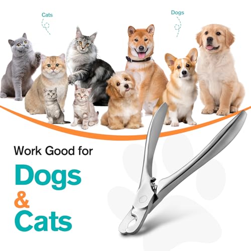 FERYES Heavy Duty Stainless Steel Pet Nail Clippers - Precision and Comfort for Dogs and Cats