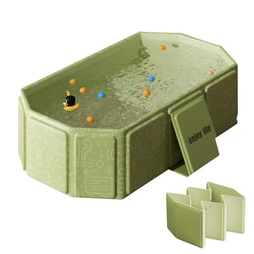 Image of Toddler Bath Tub for Shower, Portable Baby Bathtub, Foldable Kids Bathtub - Portable, Travel & Shower Ready, Easy to Clean, Sturdy & Thick, Fits Ages 1-3, Green
