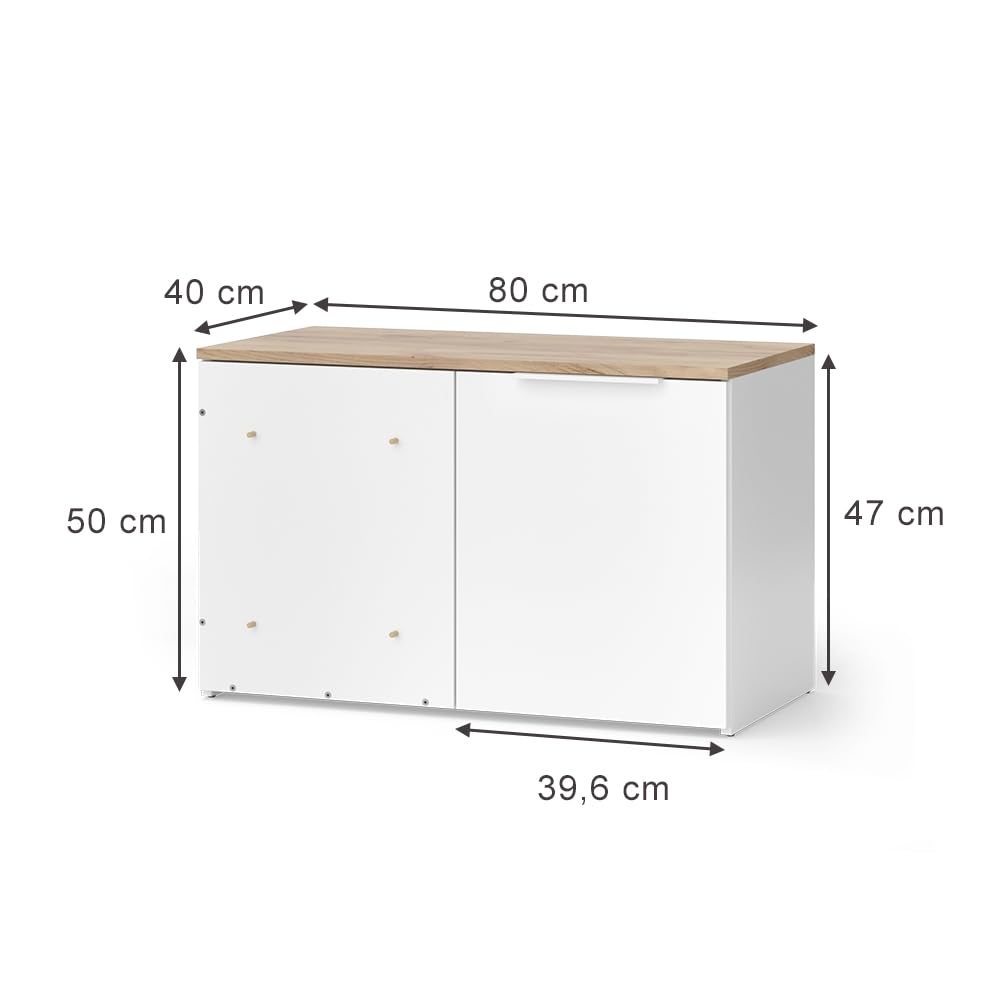 Vicco Commode d'angle Wido, Blanc/Sonoma, 80x50cm