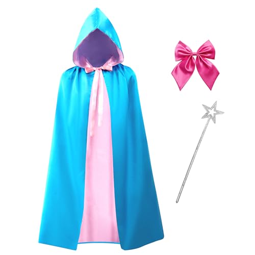 WHGAW Fairy Costume for Women Godmother Cosplay Accessories Adult Fairy Hooded Cloak Bow Tie Star Stick Halloween Dress up Party