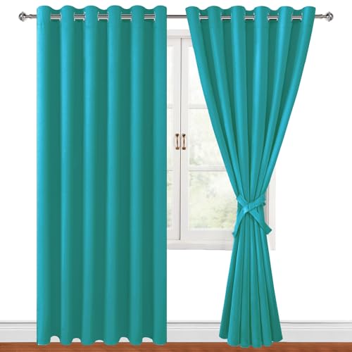 Hiasan Blackout Curtains for Bedroom, Peacock Teal, 70 x 84 Inch, 2 Panels