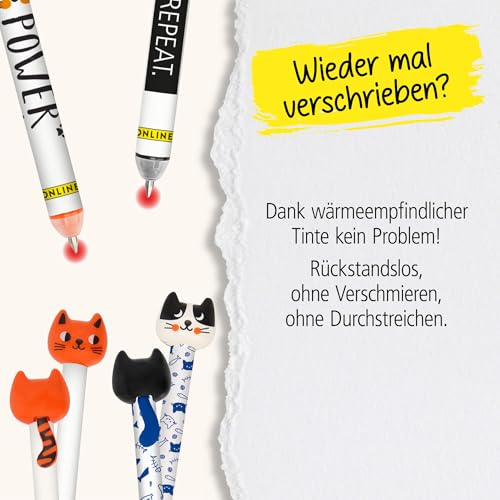 Online Radierstift magiXX Zip, 6x I Gelschreiber radierbar, 0,7 mm Strichstärke I Erasable Pen, 6 versch. Motive I Schreibfarbe Blau I Stift radierbar für Rechts- & Linkshänder I Mit ziehbarer Zunge
