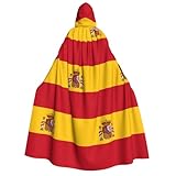 ERSDWRE Capa unisex con capucha de la bandera de España para Halloween, cosplay, disfraces, carnaval, bruja, vampiro