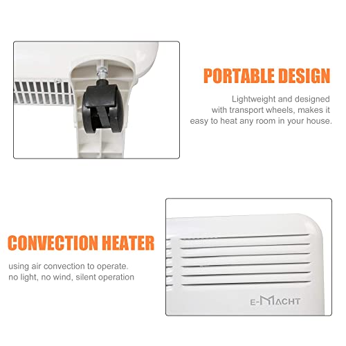 Vilobos Electric Space Heater, Portable Convection Heater With Adjustable Thermostat Freestanding/Wall Mounted W/ Digital Display 24H Timer, Wheels, No Light, Quiet, Overheat Protection, 750W Garage Heater #TOP4