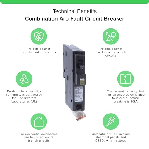 Square D - HOM120CAFIC Homeline 20 Amp Single-Pole CAFCI Circuit Breaker